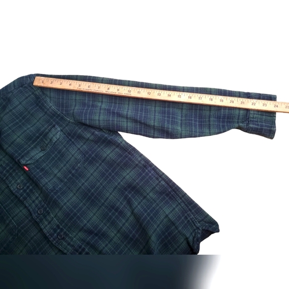 Men's Levi's Red Tag Flannel shirt. Blue Green plaid. LG - Picture 12 of 12